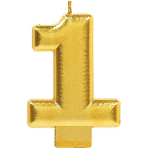 Gold Number 1 Birthday Candle 2 14in X 3 14in Party City