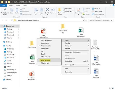 How To Disable Auto Arrange In Folders In Windows Explorer