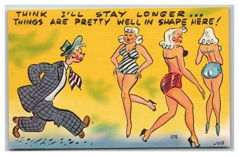vtg 3 women and 1 man dancing around each other funny comic cartoon postcard ebay postcard