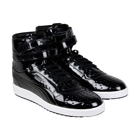 Puma Sky Ii Hi Patent Emboss Mens Black Patent Leather Lace Up Sneakers
