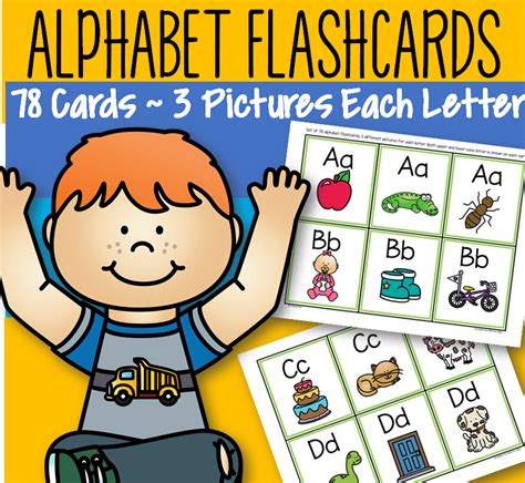 Set Of 78 Alphabet Flashcards 3 Different Pictures For Each Letter