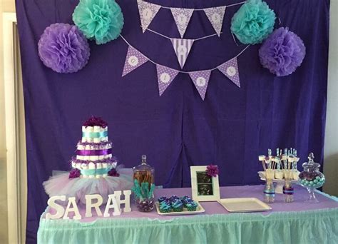 Teal And Purple Baby Shower Baby Girl Girl Baby Shower Table Decor Candy