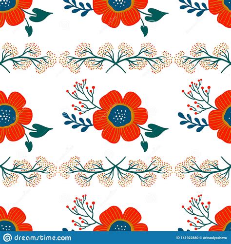 Floral Seamless Pattern Pretty Flowers On White