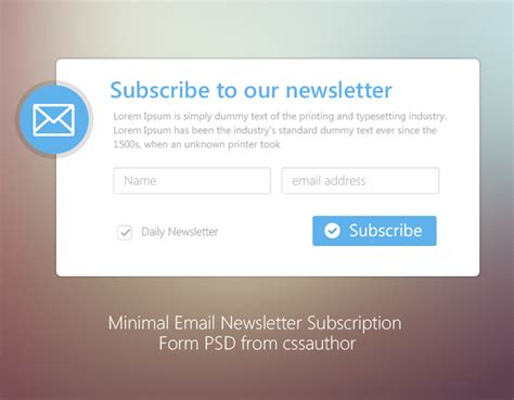 Minimal Email Newsletter Subscription Form Psd For Free Download