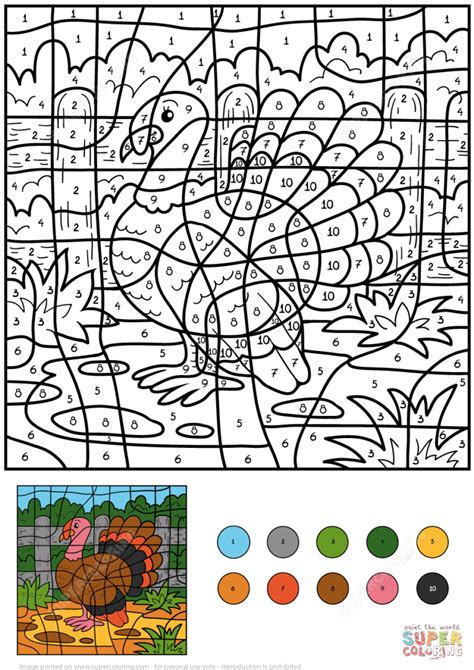 Turkey Color By Number Printable