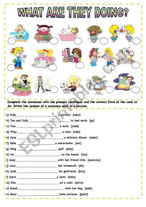 What Are They Doing Esl Worksheet By Efil78