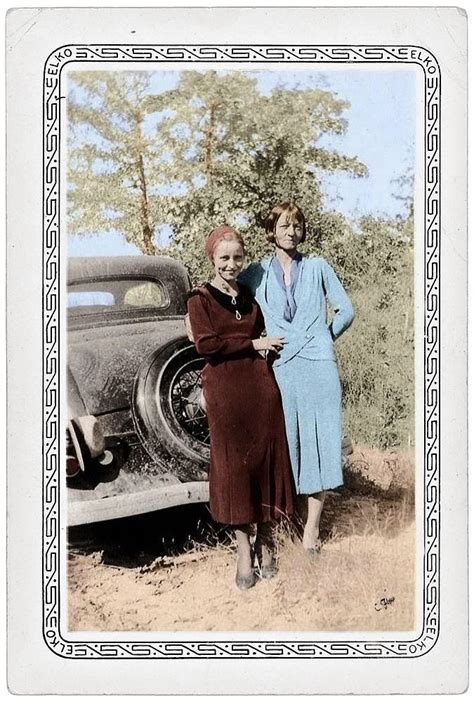 Bonnie And Clydes House Bonnie Parker And Her Mother Emma Colorized