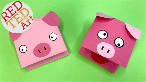 Paper Pig Puppet Craft Easy Pig Diys Youtube