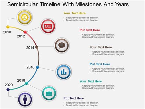 Hb Semicircular Timeline With Milestones And Years Powerpoint Template