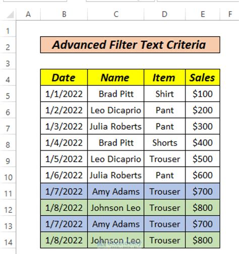 How To Use Advanced Filter If Criteria Range Contains Text In Excel