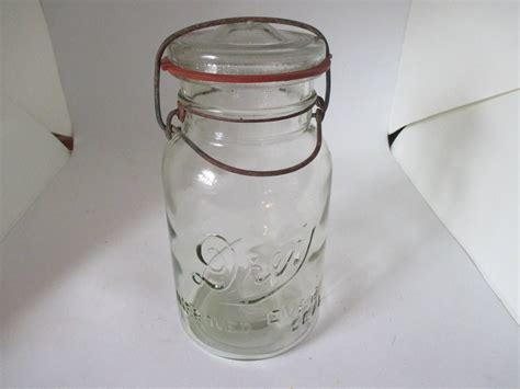 Rare 1880s Drey Glass Canning Jar Lid Bail Wire Cottage Farmhouse
