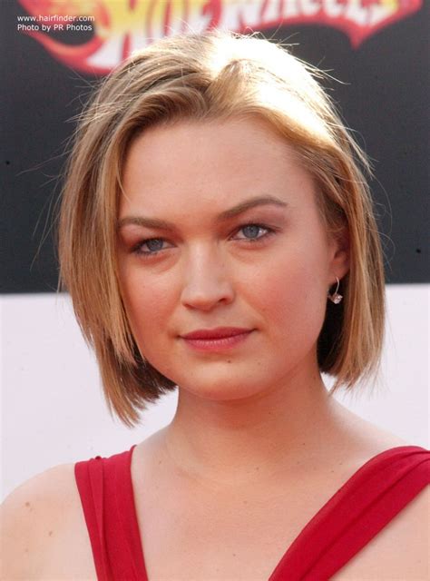 Maybe you would like to learn more about one of these? Sophia Myles wearing a short low maintenance bob haircut