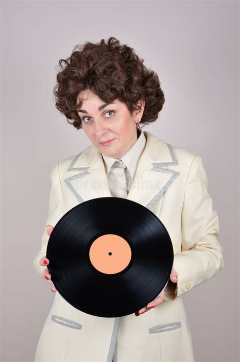 woman holding a vinyl record stock image image of dance nightclub 49738835
