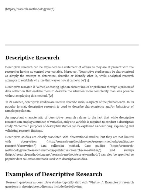 Descriptive Research Research Methodology Pdf Quantitative