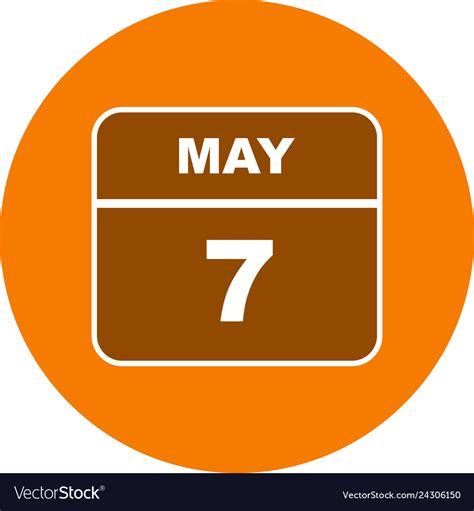 May 7th Date On A Single Day Calendar Royalty Free Vector