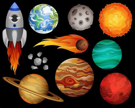 Outer Space Clip Art Set Of 10 X Large 300 Dpi Vector Png