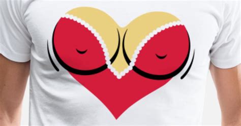 Heart Shaped Woman S Breasts With Deep Cleavage Mens Premium T Shirt