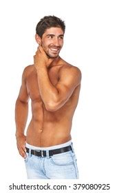Man Smiling Naked Torso Beautiful Muscles Stock Photo 379080925