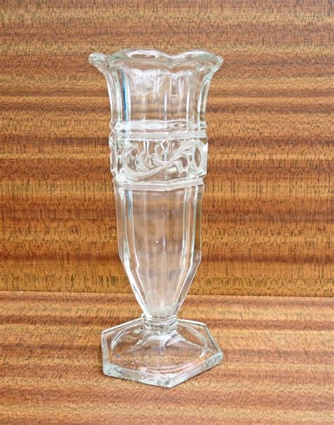 Vintage Clear Depression Glass Vase Art Deco Vase 1930 1950s Uk Seller