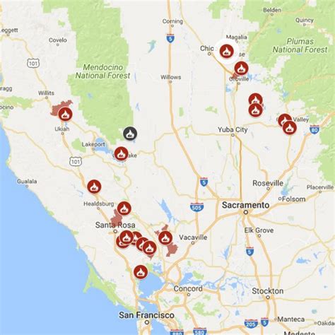 Fire origins mark the fire fighter's best guess of where the fire started. Map Of California North Bay Wildfires (Update) - Curbed Sf ...