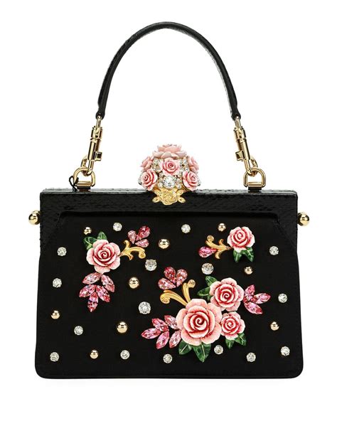 Dolce And Gabbana Vanda Embellished Rose Evening Bag Fancy Purses