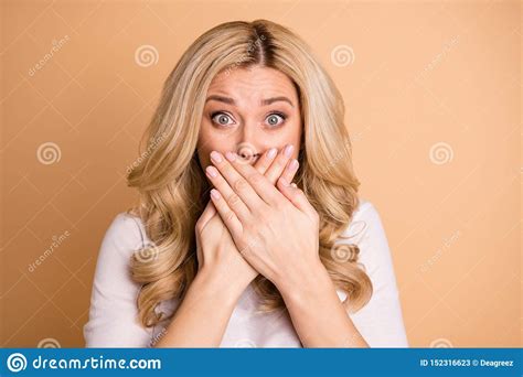 Close Up Photo Of Frustrate Lady Hide Face Palms Astonished Isolated ...