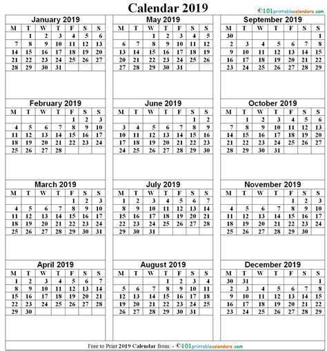 Printable Blank Calendar 2019 Printable Blank Calendar Blank