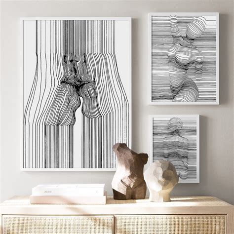 Sexy Woman Abstract Body Art Curve Line Wall Canvas Painting Nordic
