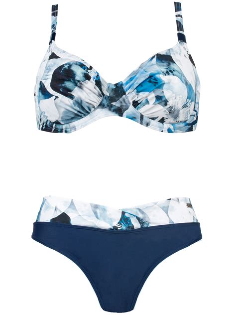 Naturana Naturana Blue Floral Print Underwired Bikini Set Size