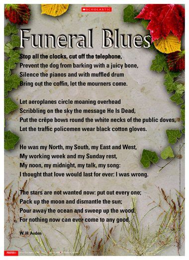 My Favorite Poem Funeral Blues Funeral Funeral Poems