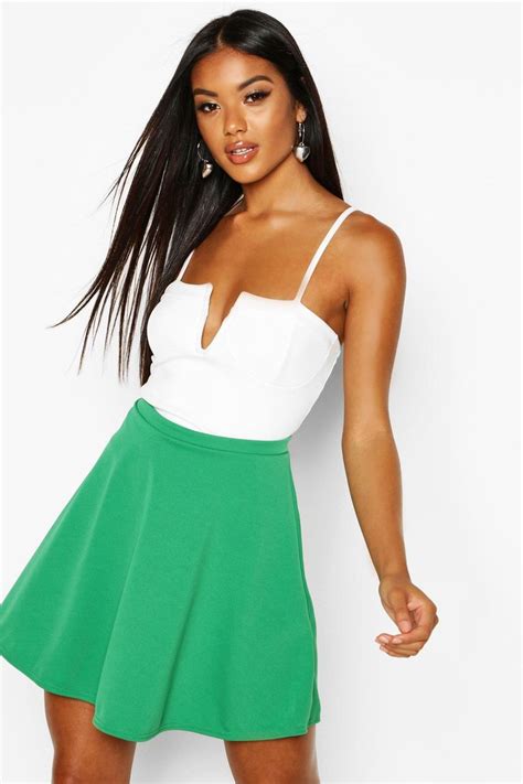 Basic Fit And Flare Skater Skirt Flared Skater Skirt Skater Skirt Girls In Mini Skirts