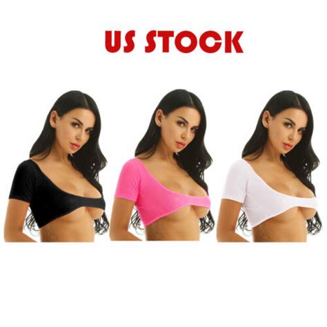 Sexy Women S Open Bust Sheer Mesh Short Crop Top Bra Cupless Tops T