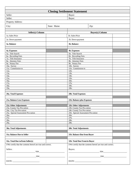 Maine Closing Form Fill Out And Sign Printable Pdf Template Signnow
