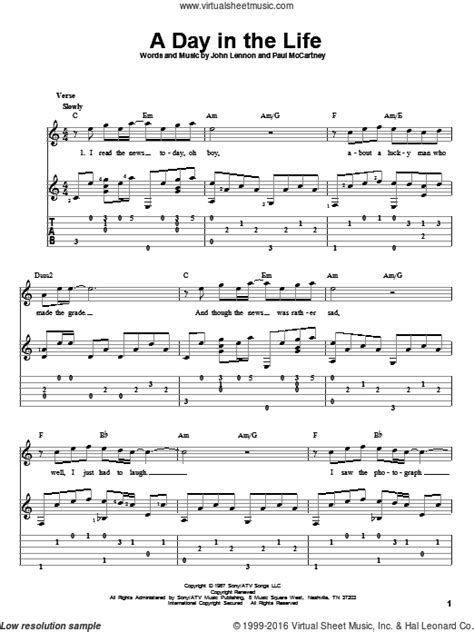 Beatles A Day In The Life Sheet Music For Guitar Solo Pdf