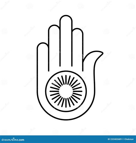 Jainism Linear Icon Religious Symbol Of Jainism Or Jain Dharma Ahimsa