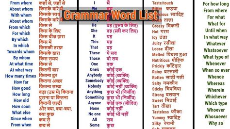 Word Meaning English to Hindi Daily Use Word | English word list with ...