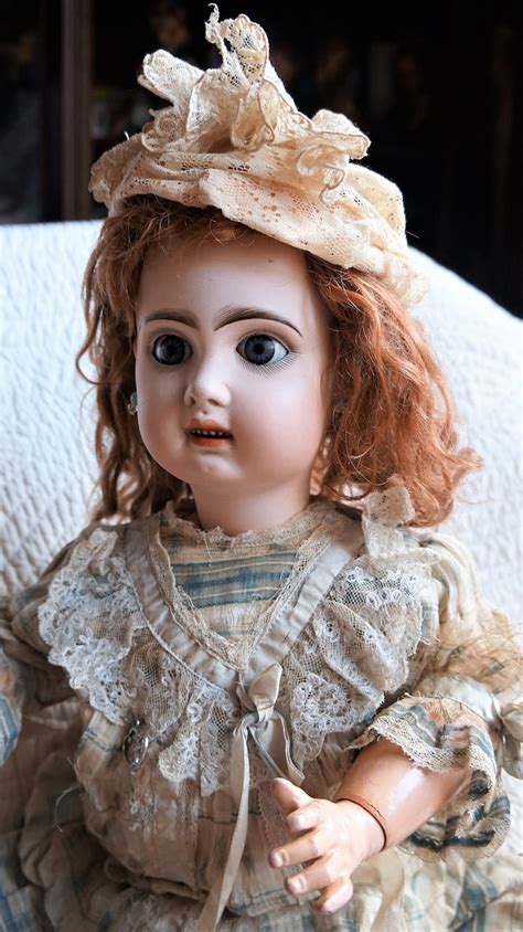 Antique Tete Jumeau Doll 20 Inches Blue Eyes Antique Wig Bee Etsy
