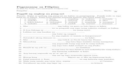 Pagsasanay Sa Filipino Samut Samot Free Printable Sa Filipino C