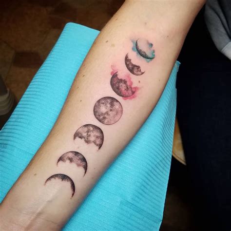Simple Moonphasetattoo Honoring Daughters Birthdays Moon Phases