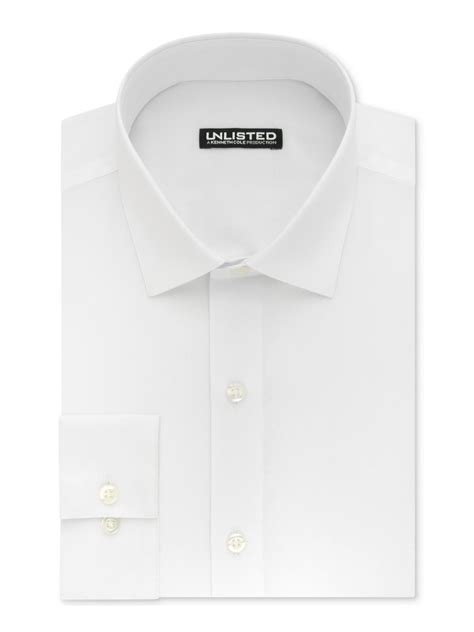 Kenneth Cole Mens Cole Spread Collar Long Sleeves Dress Shirt White