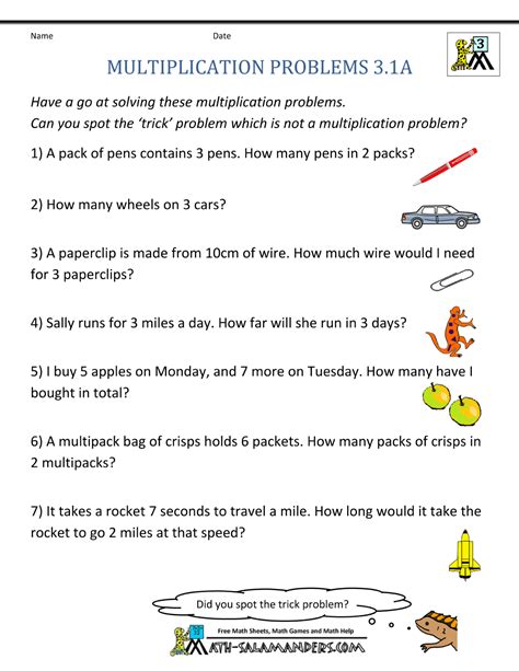 Division And Multiplication Word Problem Worksheets Grade 3