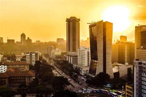Golden Sunset In The City Nairobi City Kenya Kenya Africa