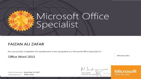 Microsoft Office Specialist Word 2013 Certification Successfully