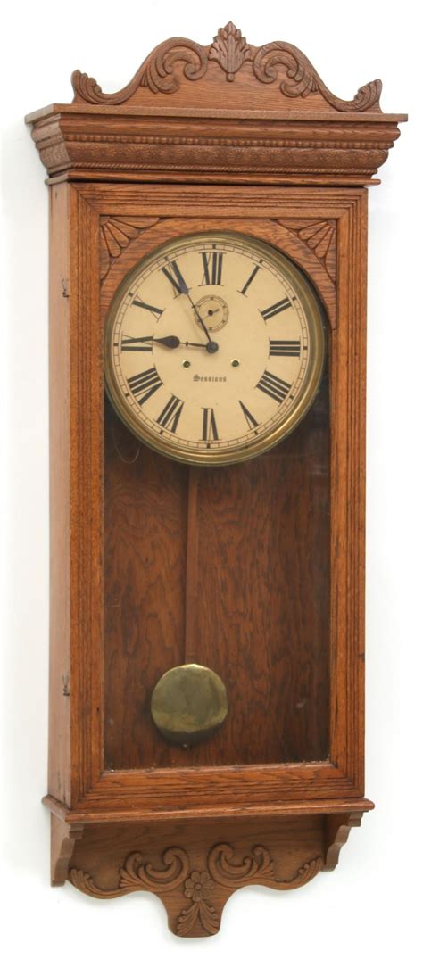Lot Sessions Oak Wall Regulator Clock