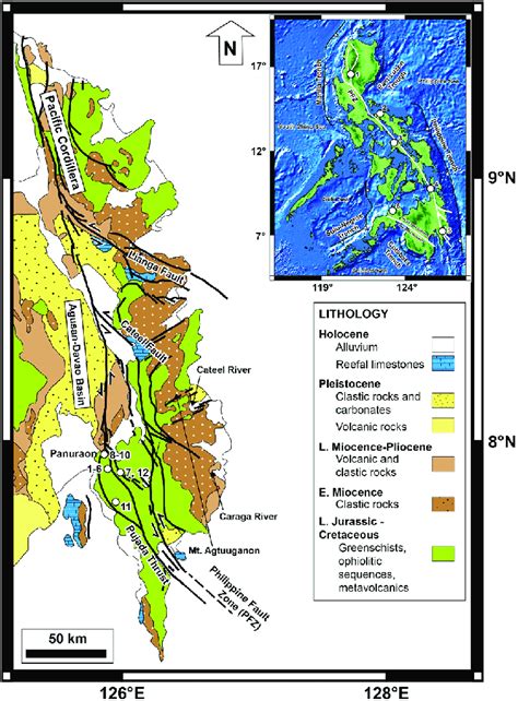 Eastern mindanao (click here to see the map). Regional geologic map of Eastern Mindanao with the ...