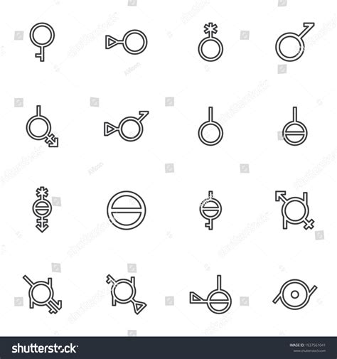 Gender Symbols Line Icons Set Sexual Stock Vector Royalty Free 1937561041