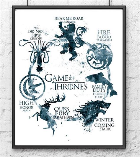 Game Of Thrones Watercolor Print Game Of Thrones Art Movie Poster