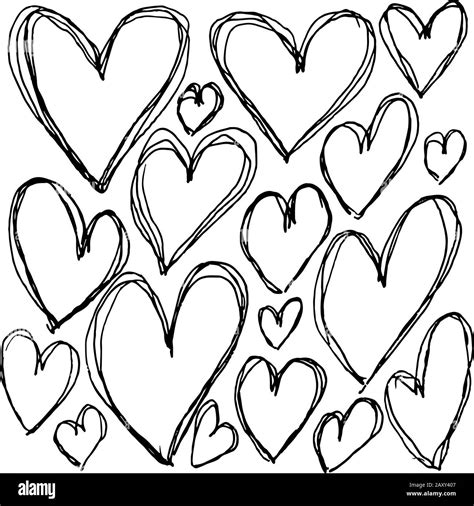 Vector Seamless Pattern With Doodle Heart Valentines Day And Wedding