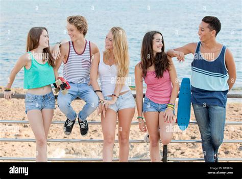 Group Of Diverse Teens At Beach Stock Photo 66899034 Alamy