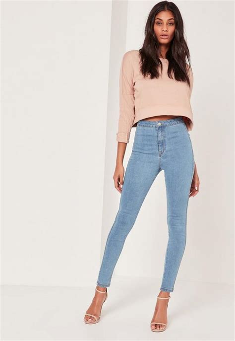 Vice Highwaisted Skinny Jeans Blue Missguided